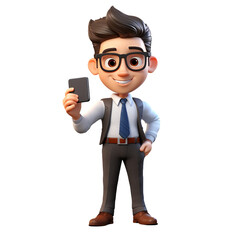 3d art, teacher, manager, funny cartoon businessman