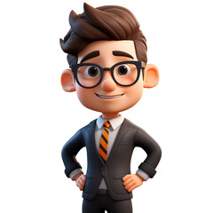 3d art, teacher, manager, cartoon businessman