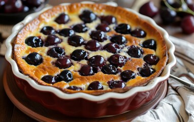 Clafoutis - a baked dessert with cherries