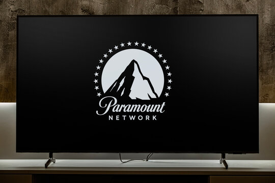 Flat-screen TV set displaying logo of Paramount Network
