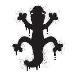 Lizard graffiti drawn with black spray paint - obrazy, fototapety, plakaty