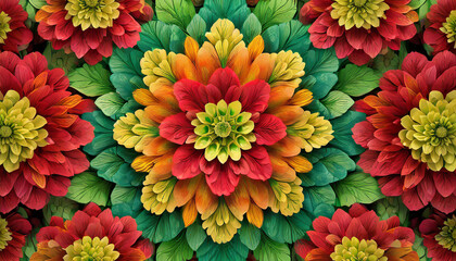 Colorful flowers pattern. Generative AI