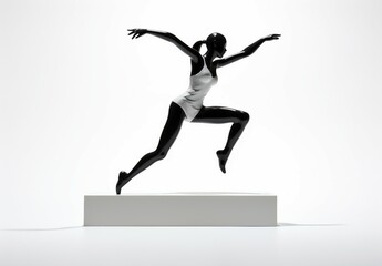 Fototapeta na wymiar 3d art, silhouette of a person jumping