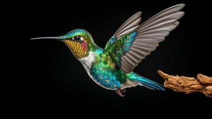 Obraz premium Graceful Hummingbird Captured in Mid-Flight with Stunning Clarity - AI-Generative