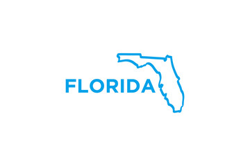 Florida map outline shape logo design.
