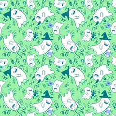 Halloween monsters seamless ghost pattern for wrapping paper and fabrics and linens and kids clothes print