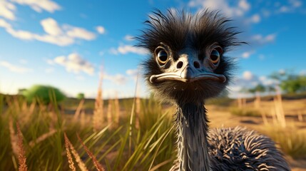 Captivating Emu Amidst Lush Jungle Foliage - AI-Generative