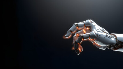 Humanoid robot hand pointing with finger - obrazy, fototapety, plakaty