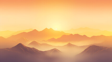 Obraz premium image of golden sunrise illuminating the misty mountains. The soft gradients and ethereal atmosphere can inspire breathtaking digital art pieces. Ai Generated