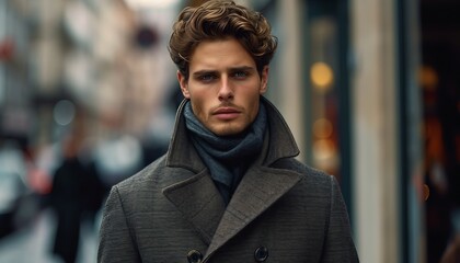 Fototapeta premium Showcase a sophisticated urban look for men, combining tailored pieces with a modern twist, AI