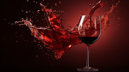 abstract splashing of red wine, beverage photography, copy space, 16:9