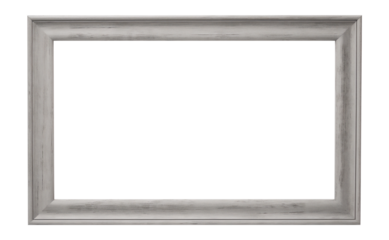Grey distressed landscape picture frame with an empty blank canvas for use as a border or home décor, png file cut out and isolated on a transparent background, stock illustration image