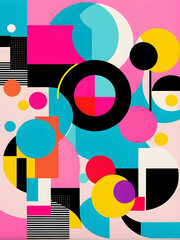 80s retro abstract background with shapes fluorescent and black