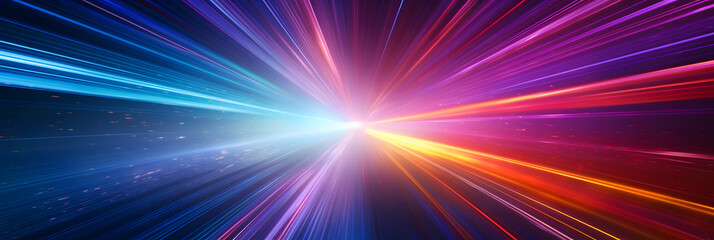 Light speed, hyperspace, space warp background. colorful streaks of light gathering towards the event horizon. Hand edited .