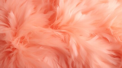Peach feather texture background. Fashionable trendy color. The Concept of Softness, Comfort and Luxury. Perfect for a backdrop, Fashion, Textile, Interior Design. Furry surface.