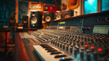 Sound Mixing Console in a Recording Studio