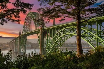 The Yaquina Bay Bridge at Newport on the Oregon coast.