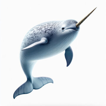 narwhal, Monodon monoceros, Narval, Нарвал, Paus Bor, Isolated White background.