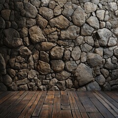 Stone Wall With Wooden Floor