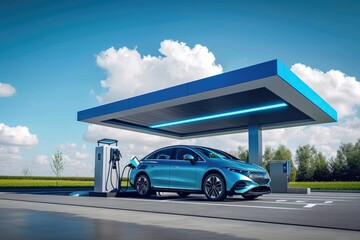 A hydrogen filling station for cars. - obrazy, fototapety, plakaty