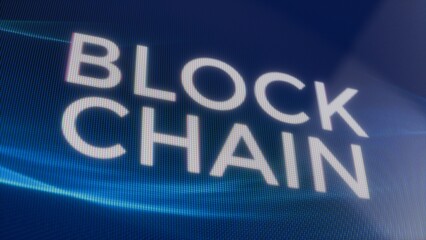 Blockchain on LED screen, technology banner or background
