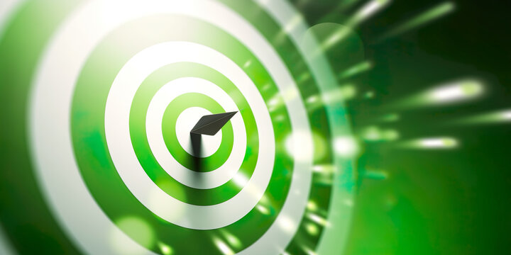 Dart in target shooting target center, green