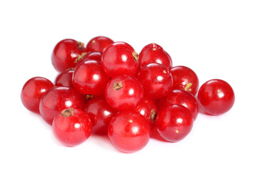 Pile of fresh ripe red currants isolated on white