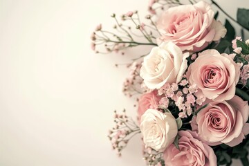 Pink Roses Bouquet on Table
