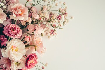 Pink Flowers on White Background