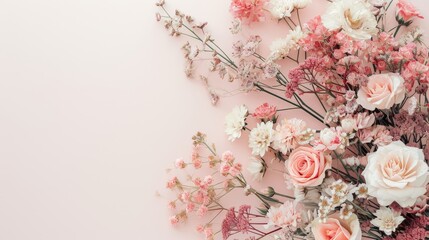 Pink & White Bouquet on Pink Background