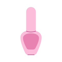 Nail polish pink bottle. Cosmetics for girls. Vector illustration