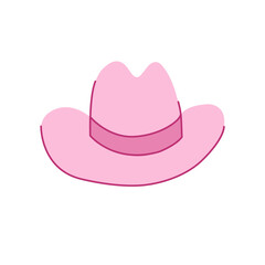 Pink cowboy hat. Cowgirl wild west elements groove style. Vector illustration