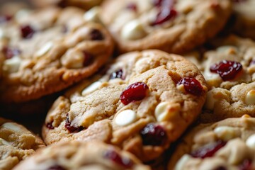 Close up of a stack of homemade cranberry flax breakfast cookies.