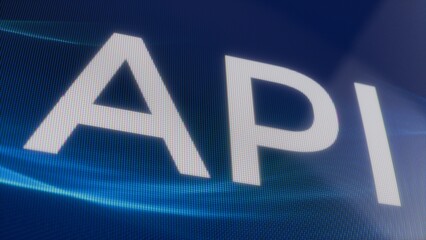 API on LED screen, technology banner or background