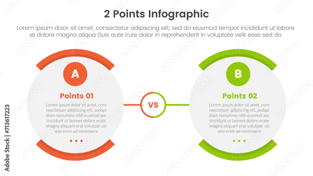 Poster versus or compare and comparison concept for infographic template banner with round egg shape opposi
