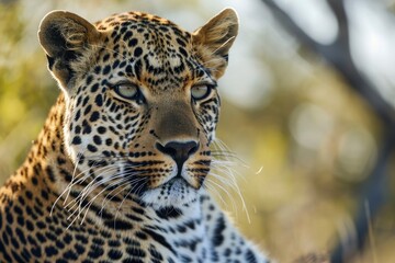 A close-up portrait of a leopard, panthera pardus.