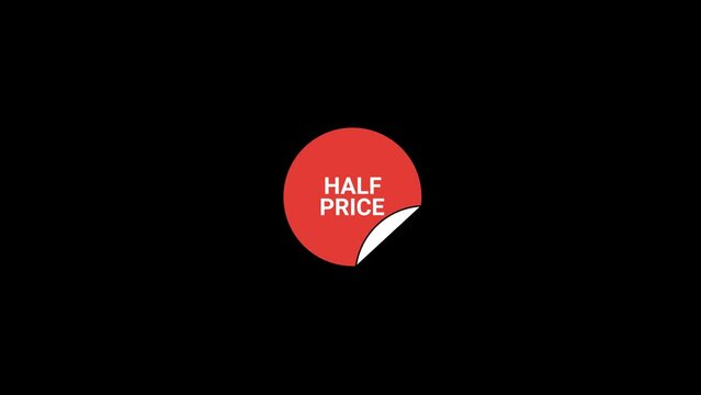Half price patch sticker badge animation with transparent background 