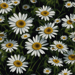 Seamless watercolor bouquet of daisy flowers pattern. cute wallpaper design. Generative ai