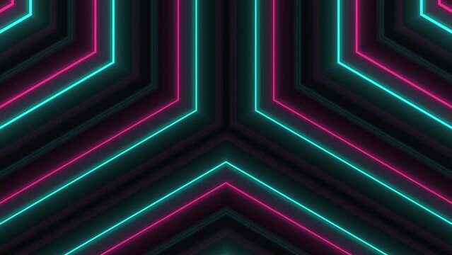 Geometric lines pink teal colors animated neon lights background moving sticks lamps backdrop