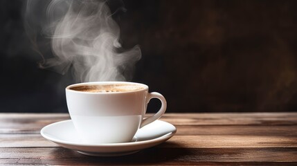 Fototapeta premium A Cup of Coffee With Rising Steam, A Symbol of Warmth and Energy