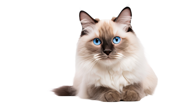 Ragdoll cat isolated on a transparent background