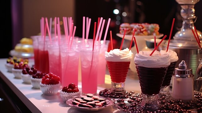 soda fountain or drink buffet for party, 16:9