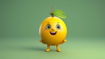 A cute cartoon lemon fruits character Ai Generative