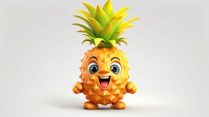 A cute cartoon pineapple fruits character Ai Generative