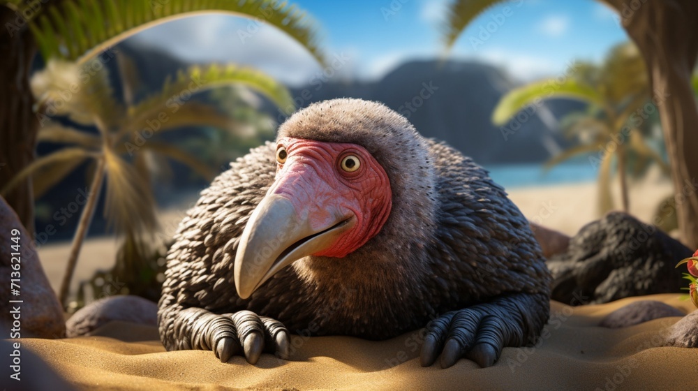 Poster a megapode meticulously arranging nest materials with precision and care - ai-generative