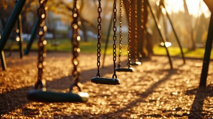 Swing in a Kids' Playground - A Playful Perspective of Childhood Joy and Vibrant Recreation