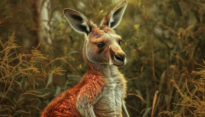 Kangaroo with Rambutan as skin in his full body, photo manipulation, intricate, realistic,iso 100,