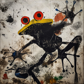 AI-Generated Frog Painting in the Style of Miro