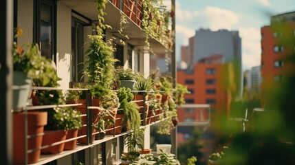 Fototapeta na wymiar Abundant Balcony Filled With Flourishing Plants, Earth Day