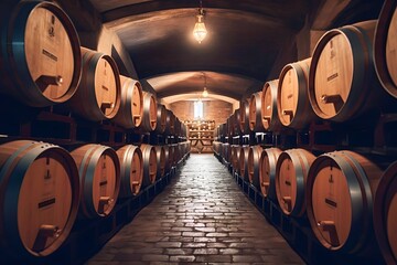 Cellar Wine is stored in wooden barrels